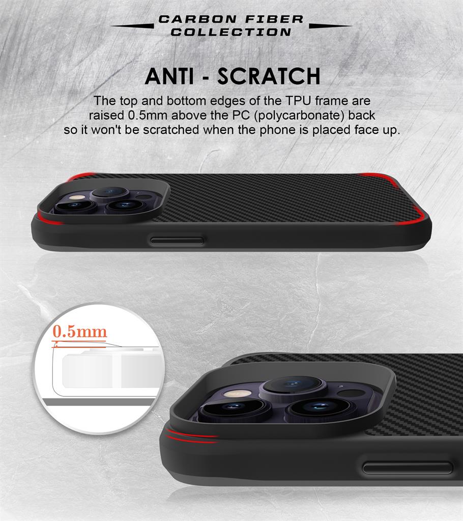 Apple iPhone 15 Pro TOKO Carbon fiber hátlap tok (Fekete)