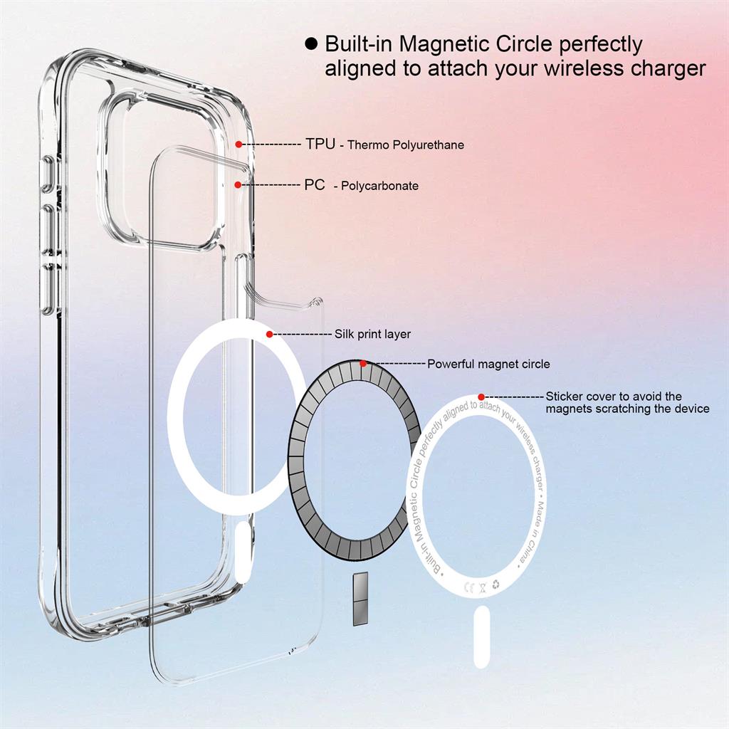 Apple iPhone 15 Pro TOKO Pure MagSafe hátlap tok (Átlátszó)