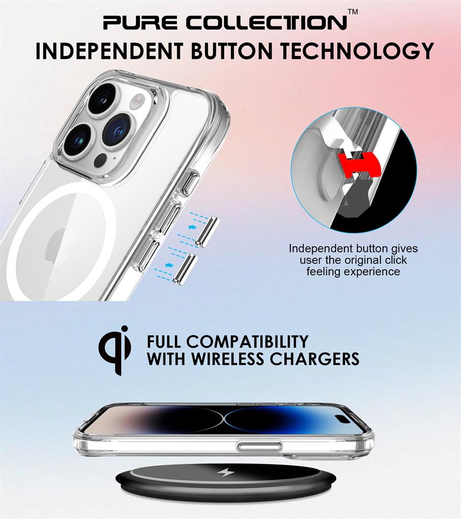 Apple iPhone 15 Pro TOKO Pure MagSafe hátlap tok (Átlátszó)