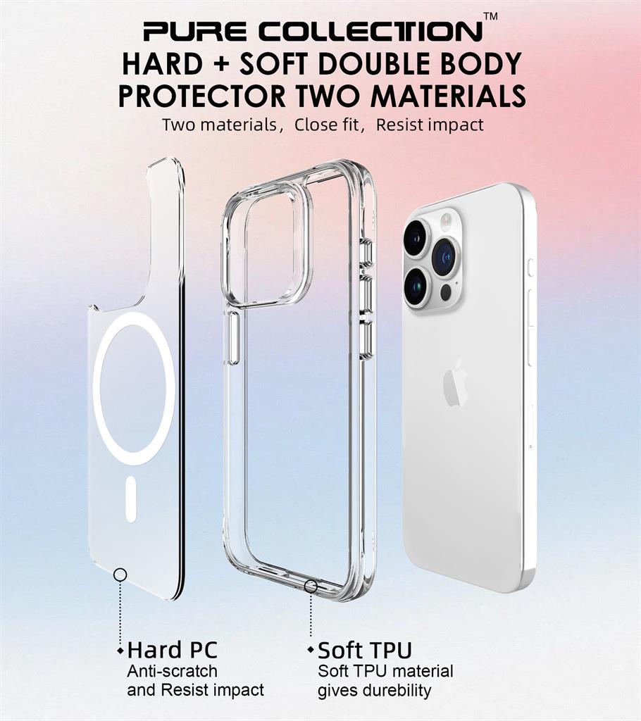 Apple iPhone 15 Pro TOKO Pure MagSafe hátlap tok (Átlátszó)