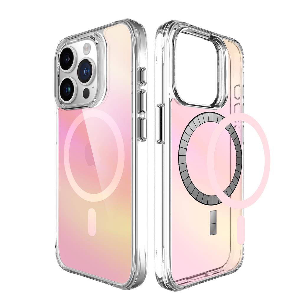Apple iPhone 15 Pro TOKO Pure rainbow magsafe hátlap tok (Rózsaszín)