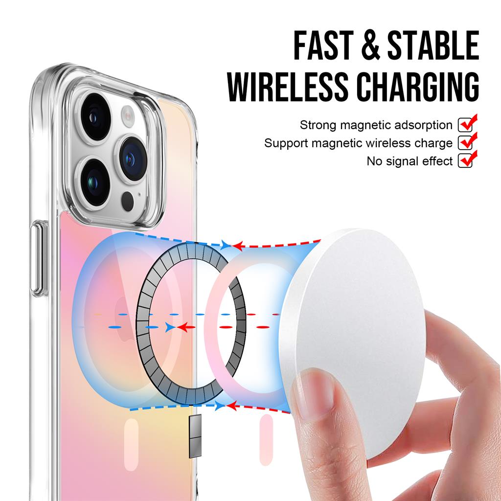 Apple iPhone 15 Pro TOKO Pure rainbow magsafe hátlap tok (Rózsaszín)