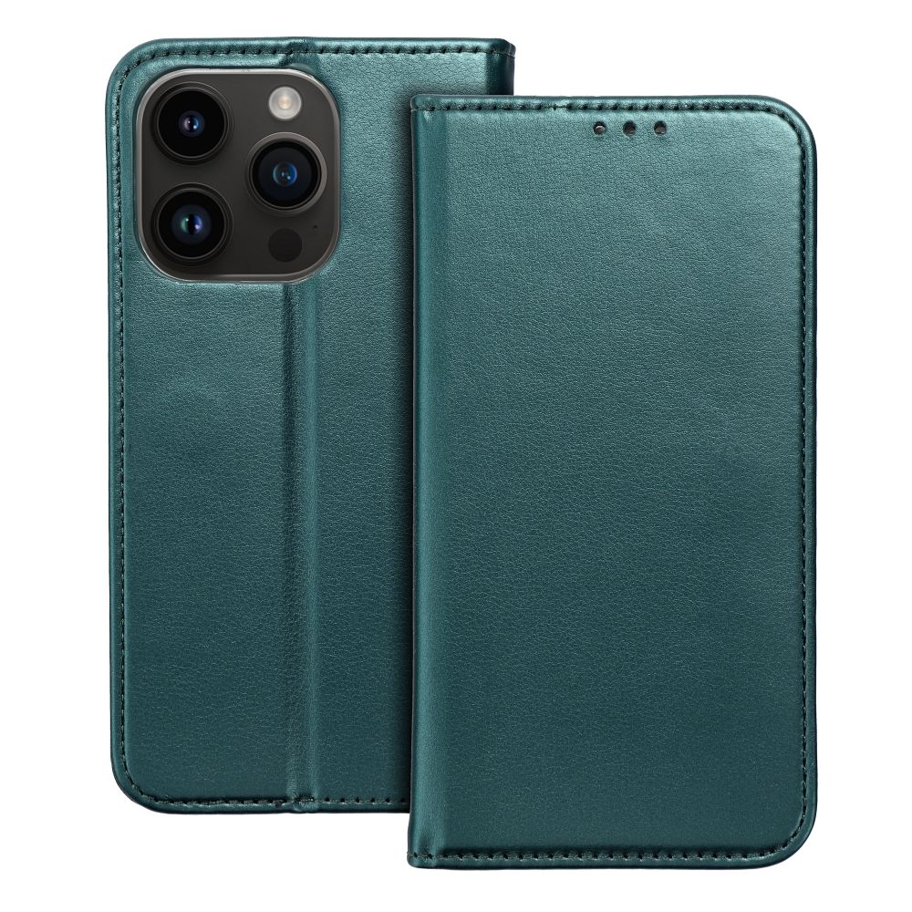 Apple iPhone 15 smart magneto mágneses notesz tok (Zöld)