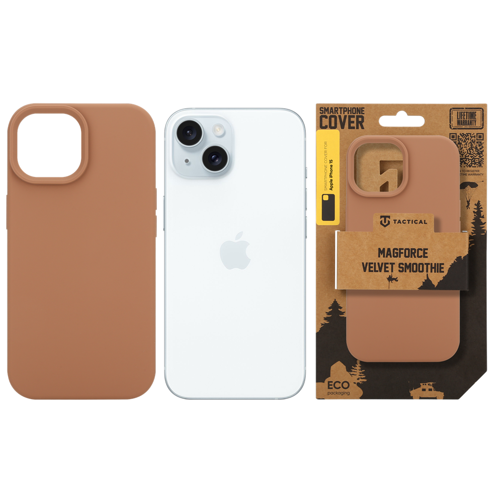 Apple iPhone 15 Tactical MagForce Velvet Smoothie tok (Barna)