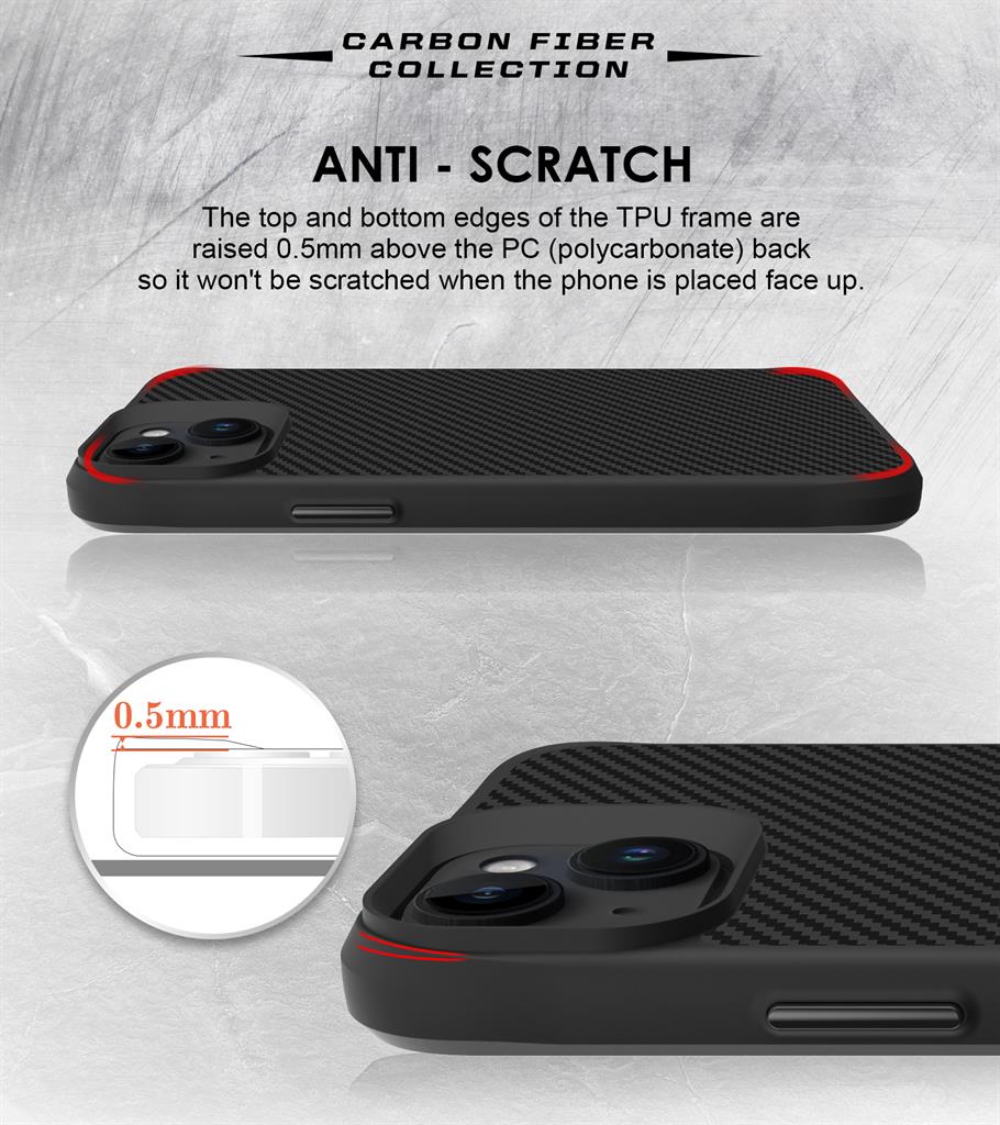 Apple iPhone 15 TOKO Carbon fiber hátlap tok (Fekete)