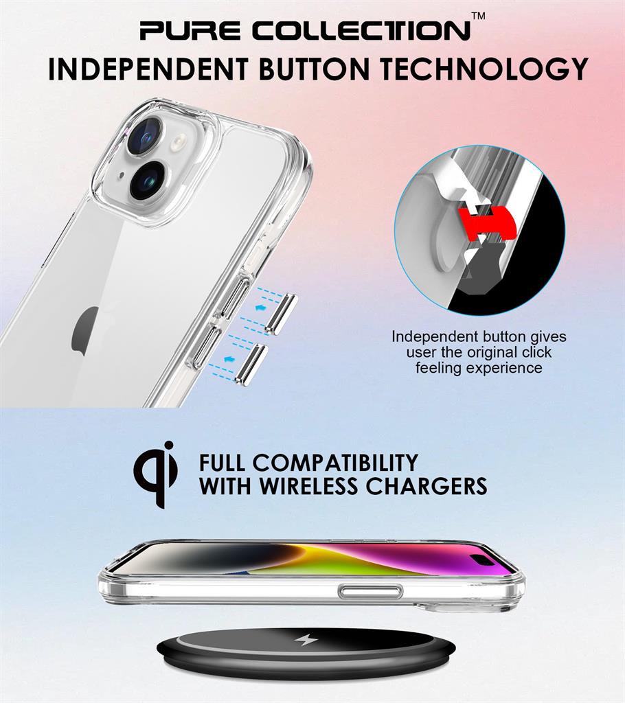 Apple iPhone 15 TOKO Pure hátlap tok (Átlátszó)