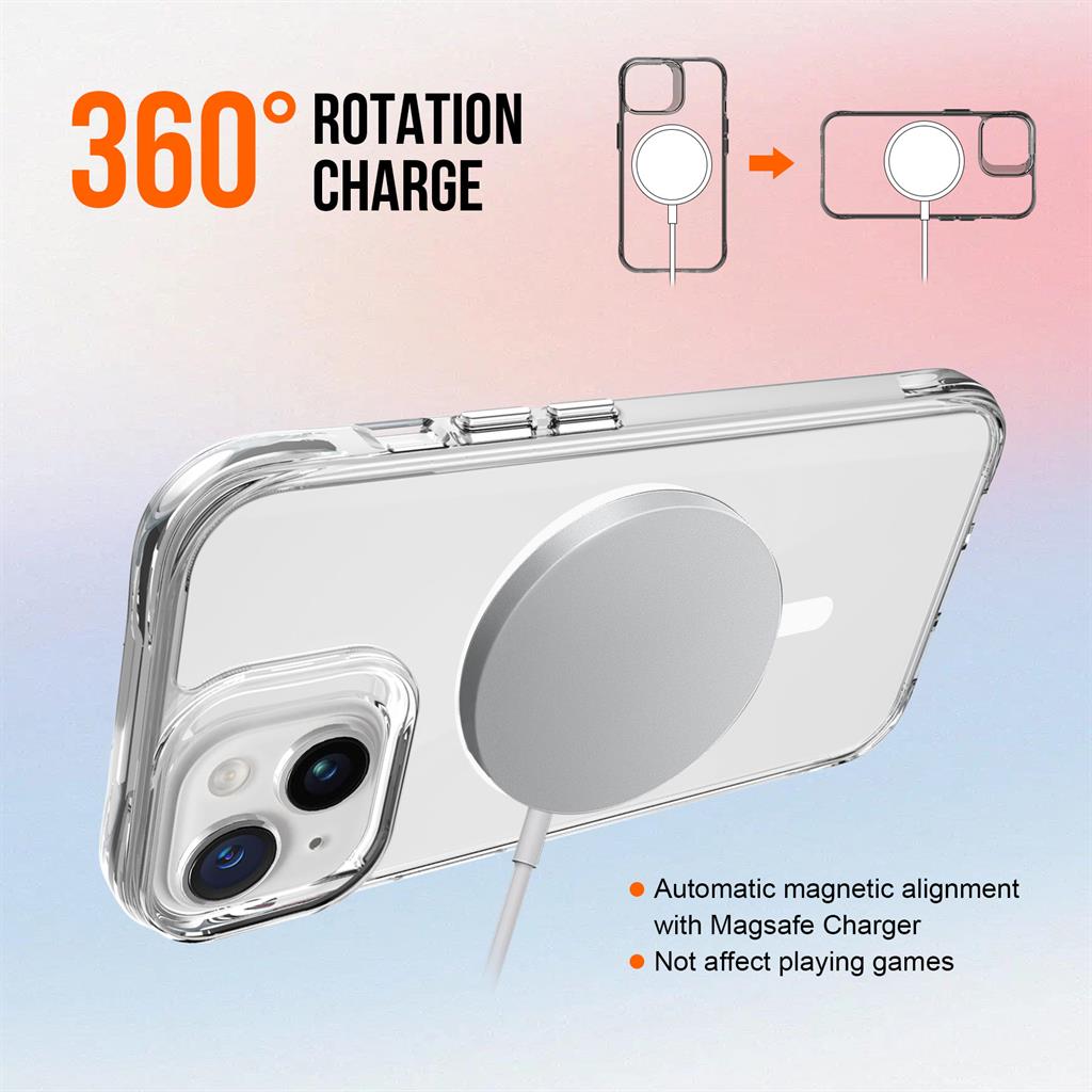 Apple iPhone 15 TOKO Pure MagSafe hátlap tok (Átlátszó)