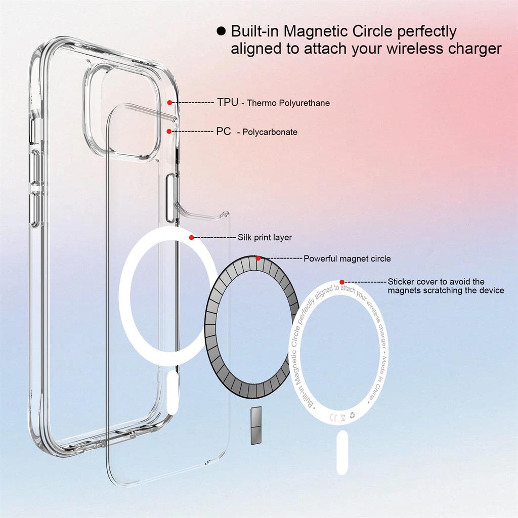 Apple iPhone 15 TOKO Pure MagSafe hátlap tok (Átlátszó)