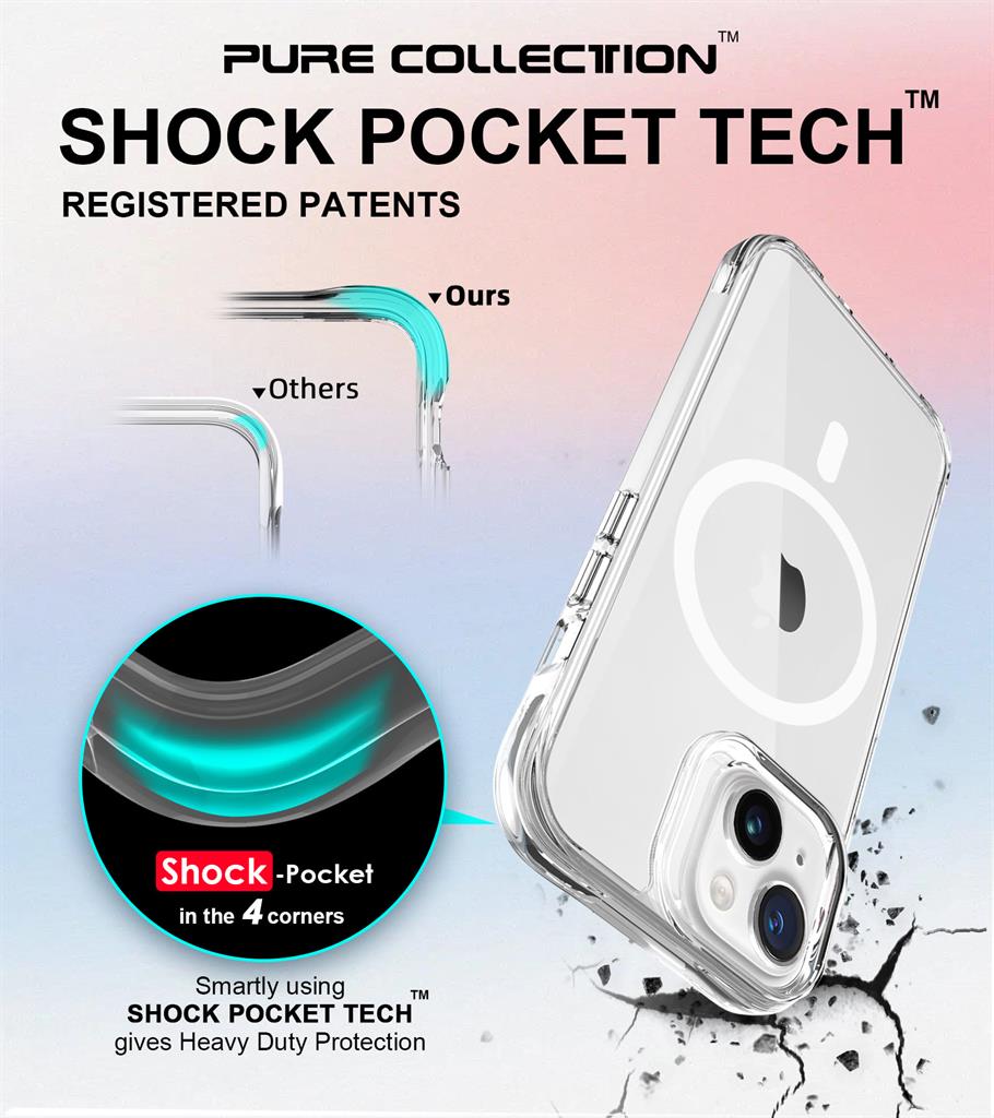 Apple iPhone 15 TOKO Pure MagSafe hátlap tok (Átlátszó)