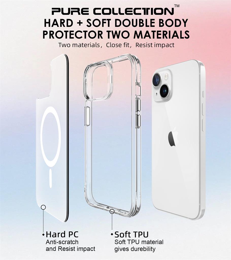 Apple iPhone 15 TOKO Pure MagSafe hátlap tok (Átlátszó)