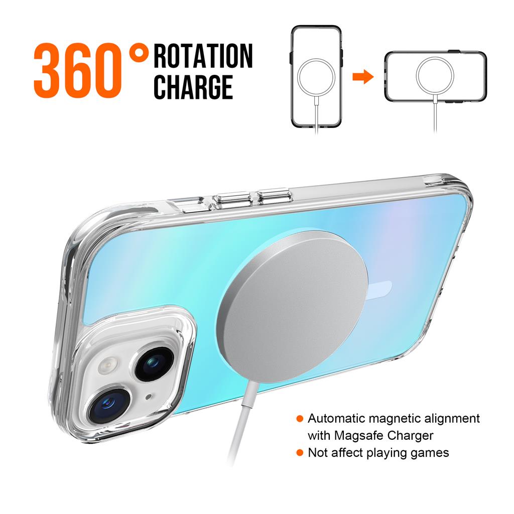Apple iPhone 15 TOKO Pure rainbow magsafe hátlap tok (Kék)