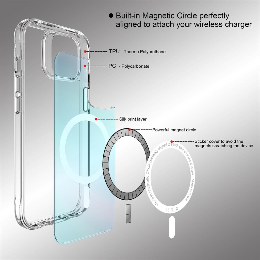 Apple iPhone 15 TOKO Pure rainbow magsafe hátlap tok (Kék)