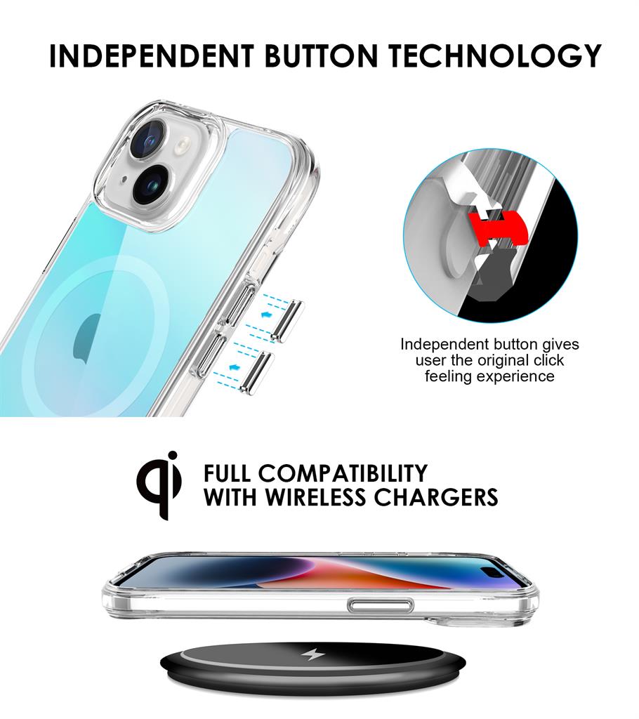 Apple iPhone 15 TOKO Pure rainbow magsafe hátlap tok (Kék)