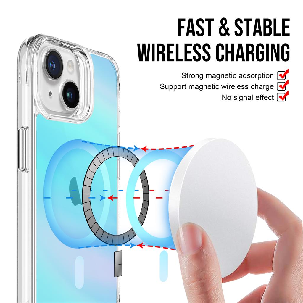 Apple iPhone 15 TOKO Pure rainbow magsafe hátlap tok (Kék)