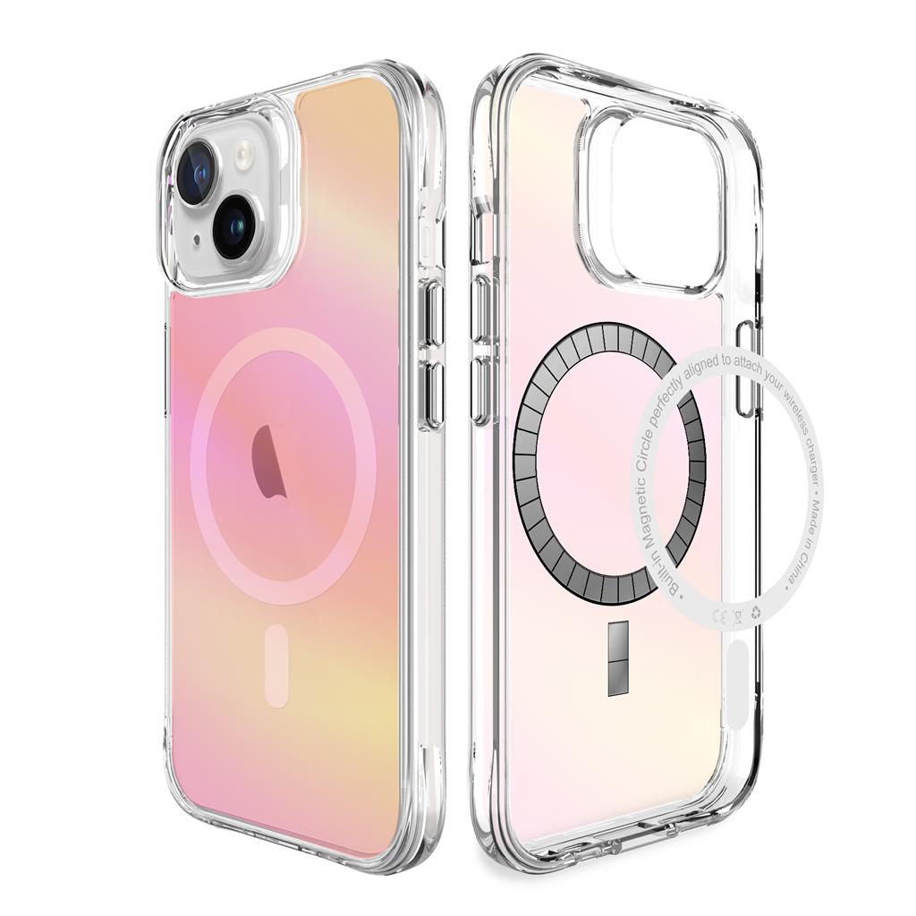 Apple iPhone 15 TOKO Pure rainbow magsafe hátlap tok (Rózsaszín)