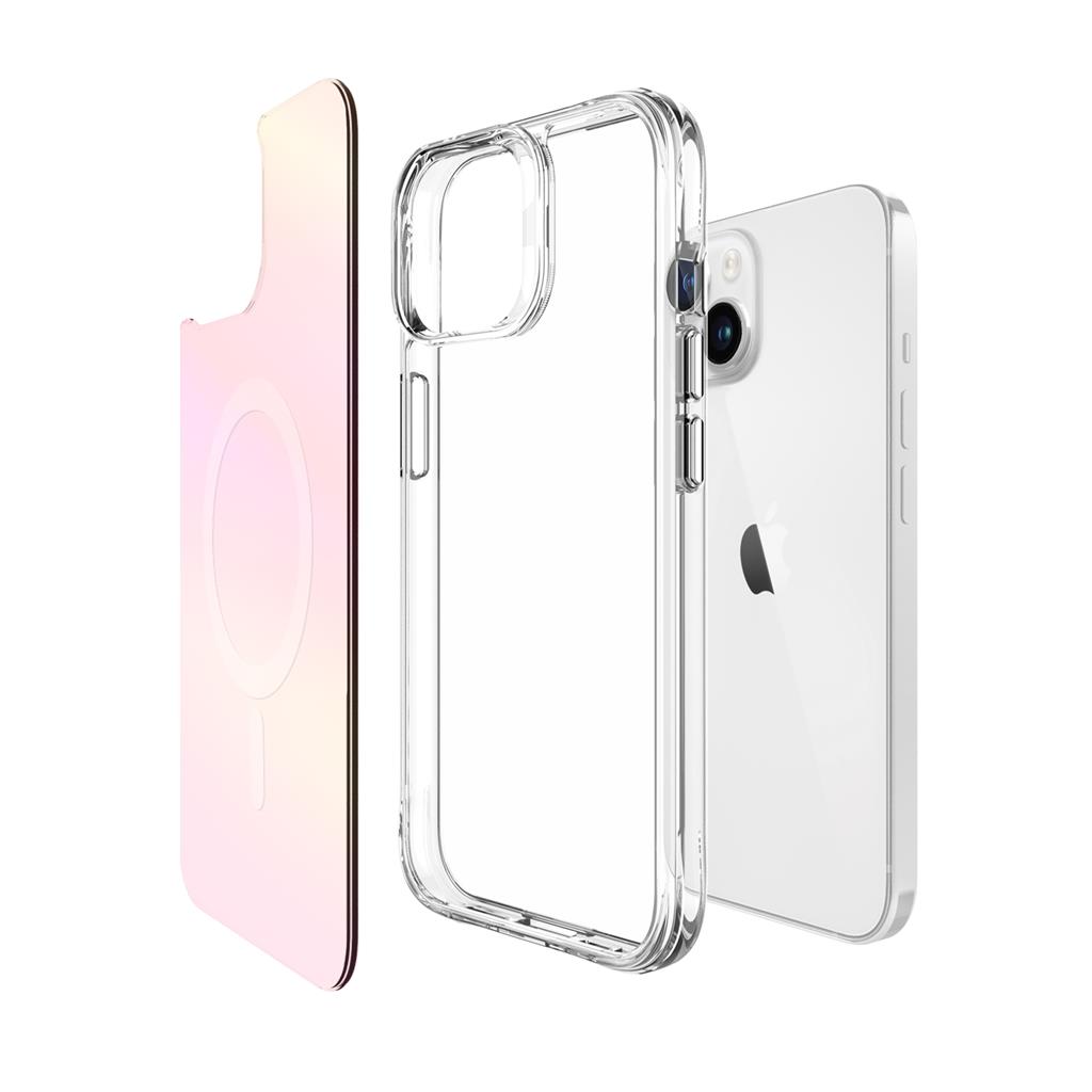Apple iPhone 15 TOKO Pure rainbow magsafe hátlap tok (Rózsaszín)