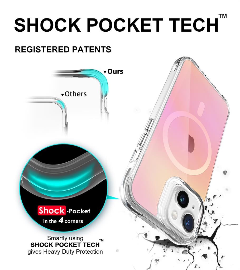 Apple iPhone 15 TOKO Pure rainbow magsafe hátlap tok (Rózsaszín)