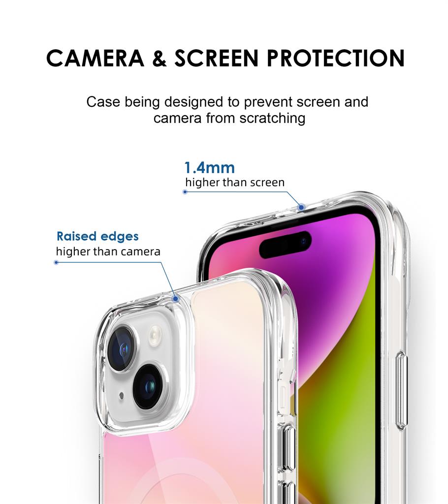 Apple iPhone 15 TOKO Pure rainbow magsafe hátlap tok (Rózsaszín)