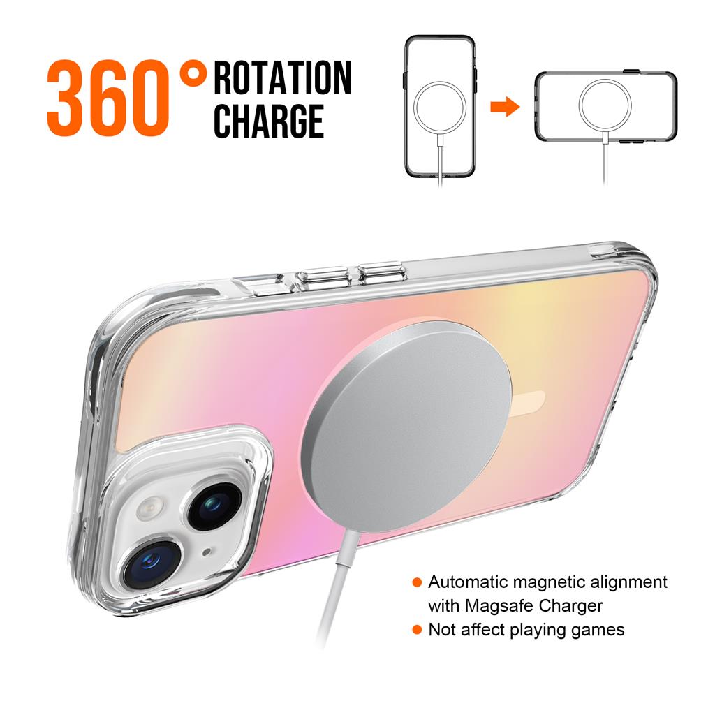 Apple iPhone 15 TOKO Pure rainbow magsafe hátlap tok (Rózsaszín)