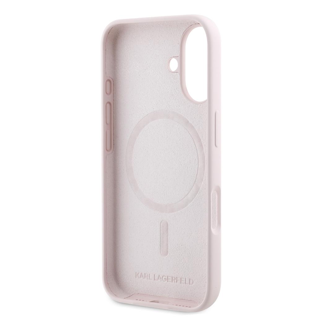 Apple iPhone 16 Karl Lagerfeld Liquid Silicone Karl and Choupette MagSafe tok (Rózsaszín) – KLHMP16SSCMKCRHP