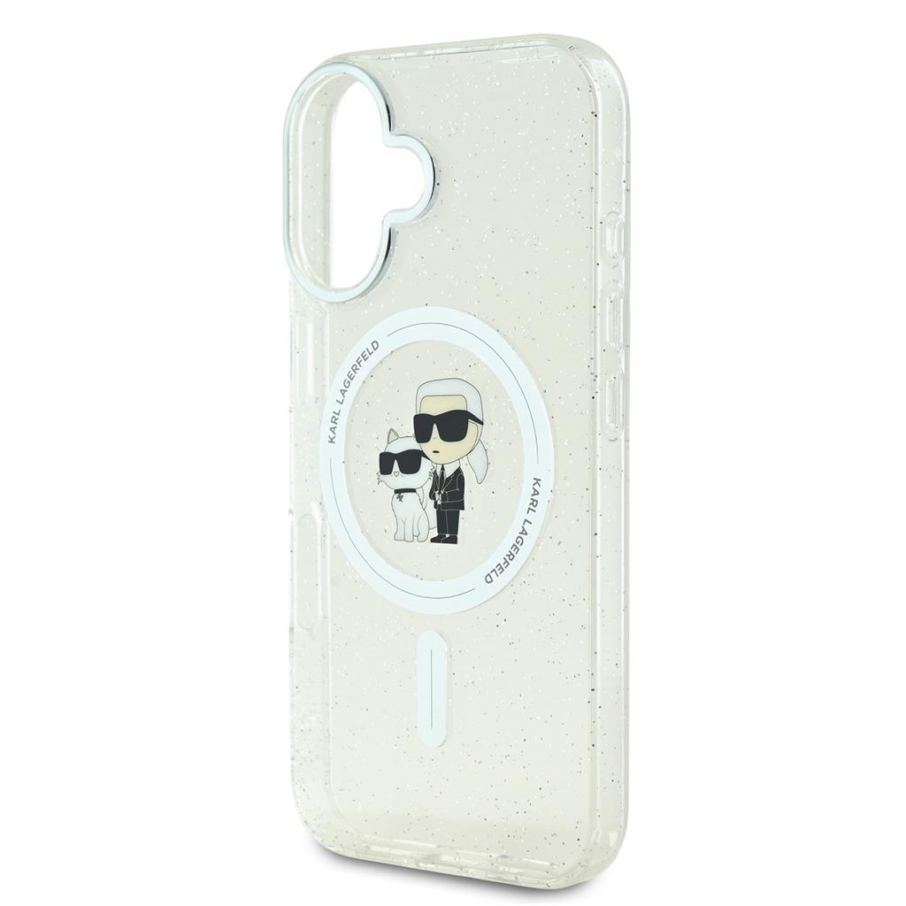 Apple iPhone 16 Karl Lagerfeld IML Glitter Karl and Choupette MagSafe tok (Átlátszó) - KLHMP16SHGKCNOT