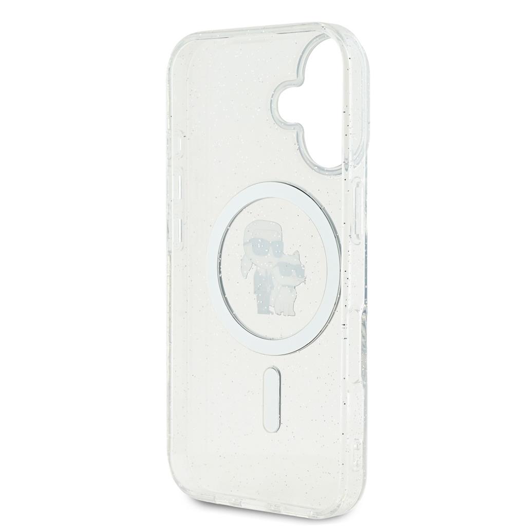 Apple iPhone 16 Karl Lagerfeld IML Glitter Karl and Choupette MagSafe tok (Átlátszó) - KLHMP16SHGKCNOT