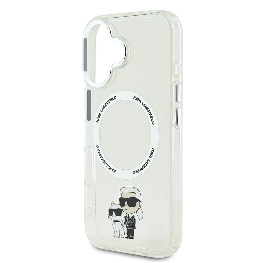 Apple iPhone 16 Karl Lagerfeld IML Karl and Choupette MagSafe tok (Átlátszó) - KLHMP16SHNKCIT