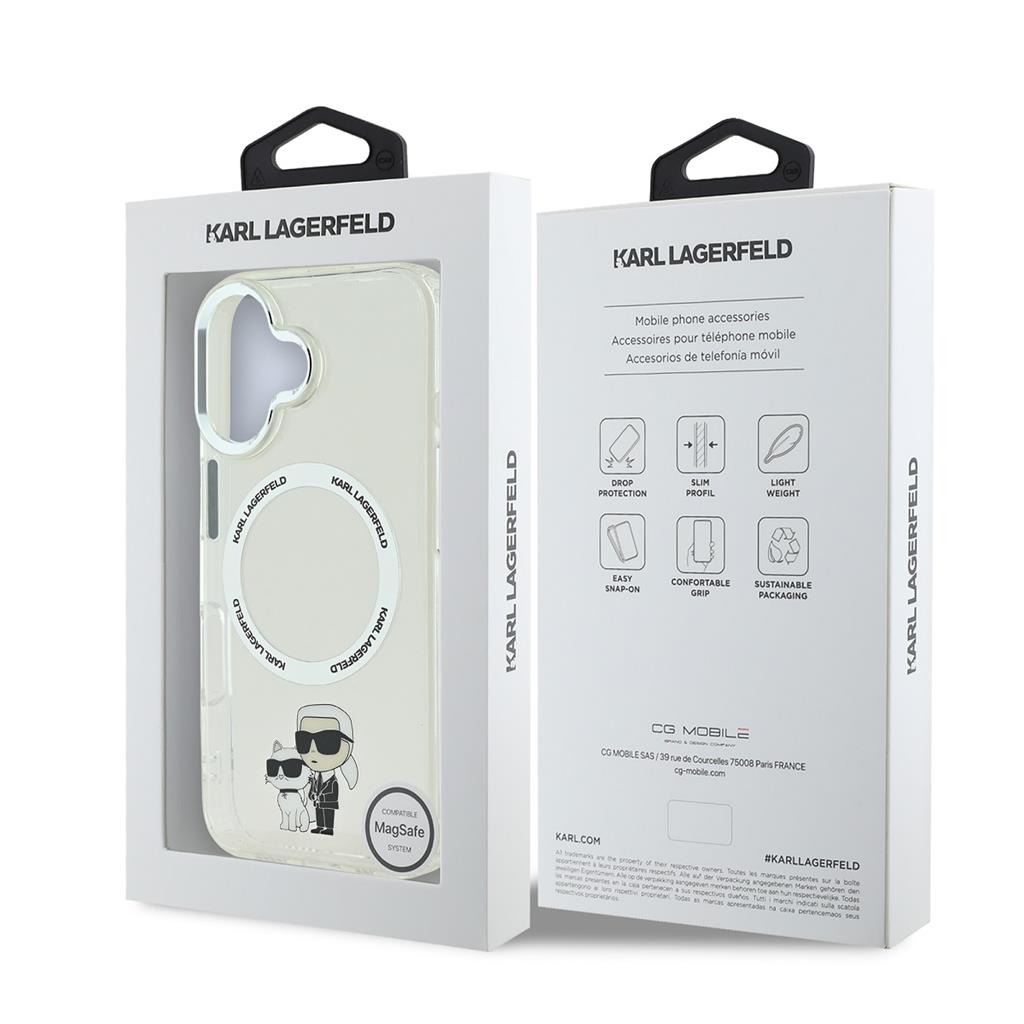 Apple iPhone 16 Karl Lagerfeld IML Karl and Choupette MagSafe tok (Átlátszó) - KLHMP16SHNKCIT