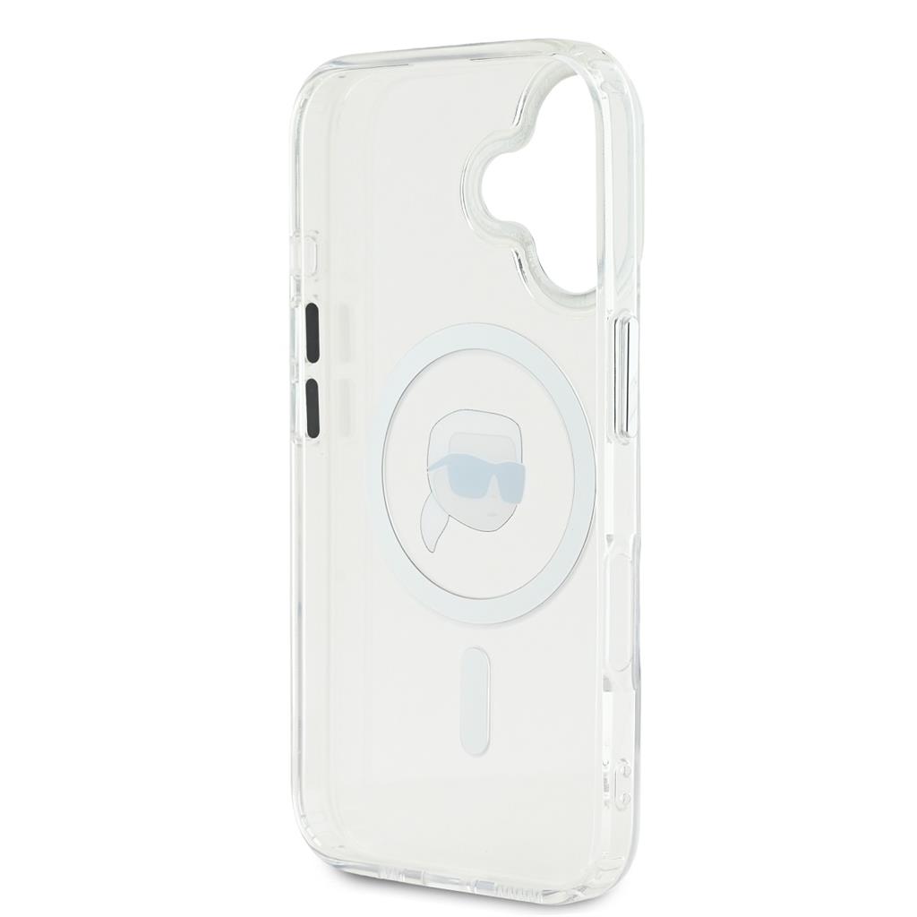 Apple iPhone 16 Karl Lagerfeld IML Karl Head Metal Frame MagSafe tok (Átlátszó) - KLHMP16SHLSKIH