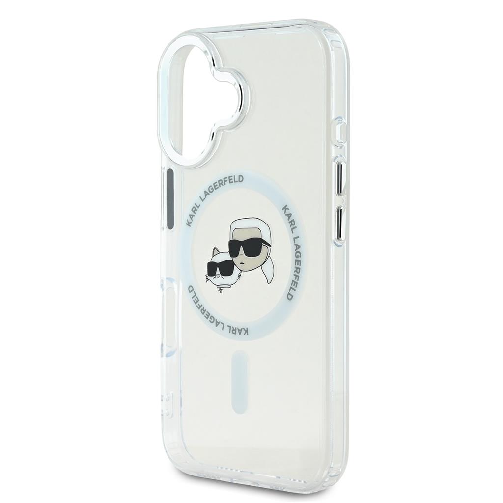 Apple iPhone 16 Karl Lagerfeld IML K&CH Heads Metal Frame MagSafe tok (Átlátszó) - KLHMP16SHLSKCH