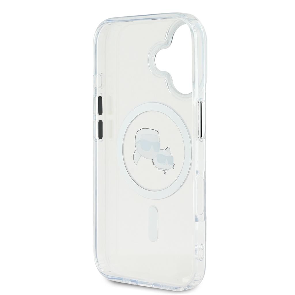 Apple iPhone 16 Karl Lagerfeld IML K&CH Heads Metal Frame MagSafe tok (Átlátszó) - KLHMP16SHLSKCH