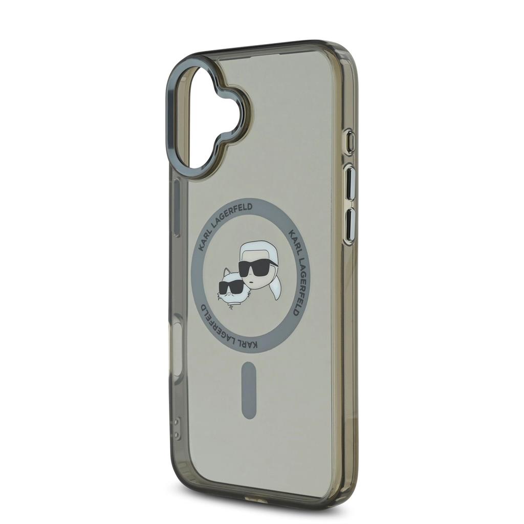 Apple iPhone 16 Karl Lagerfeld IML K&CH Heads Metal Frame MagSafe tok (Fekete) - KLHMP16SHLSKCK