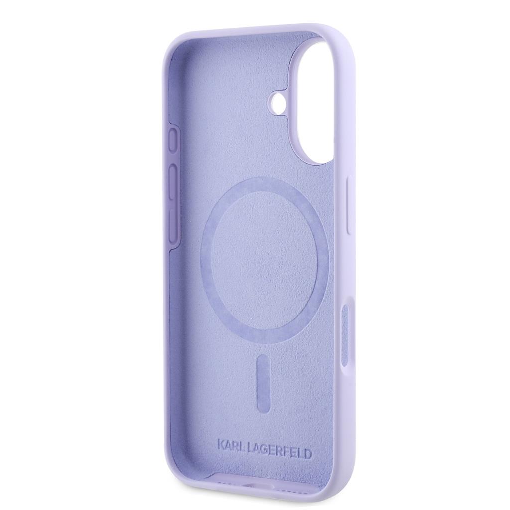 Apple iPhone 16 Karl Lagerfeld Liquid Silicone Karl and Choupette MagSafe tok (Lila) - KLHMP16SSCMKCRHU