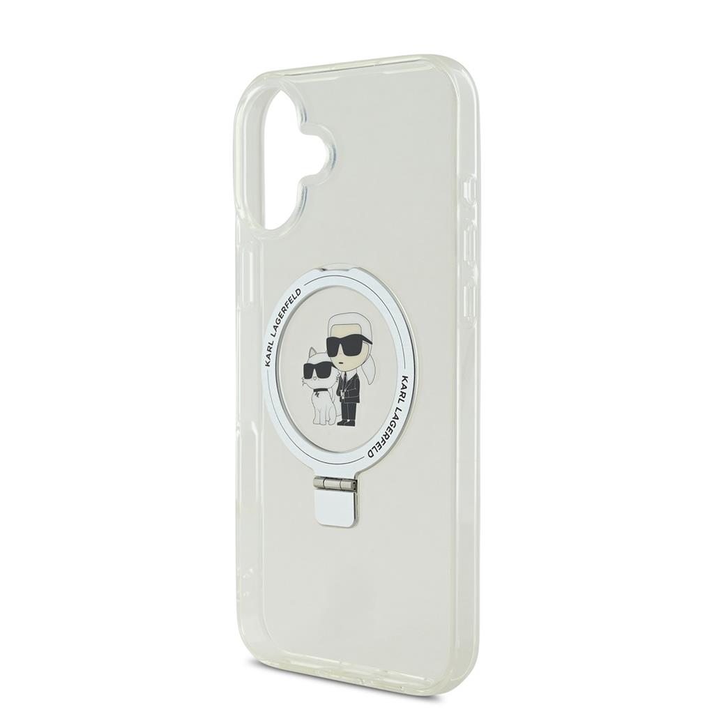 Apple iPhone 16 Karl Lagerfeld Ringstand Karl and Choupette MagSafe tok (Fehér) - KLHMP16SHMRSKCH