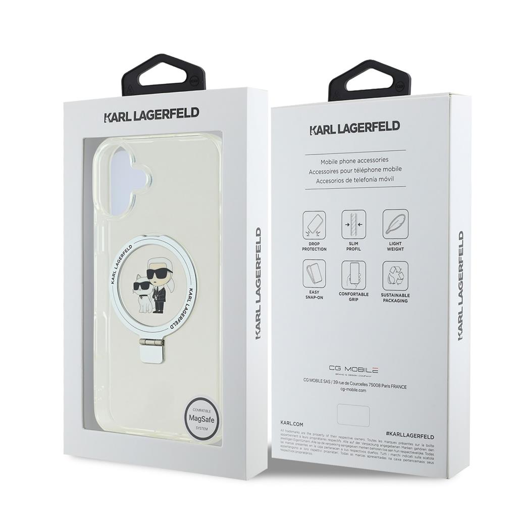 Apple iPhone 16 Karl Lagerfeld Ringstand Karl and Choupette MagSafe tok (Fehér) - KLHMP16SHMRSKCH