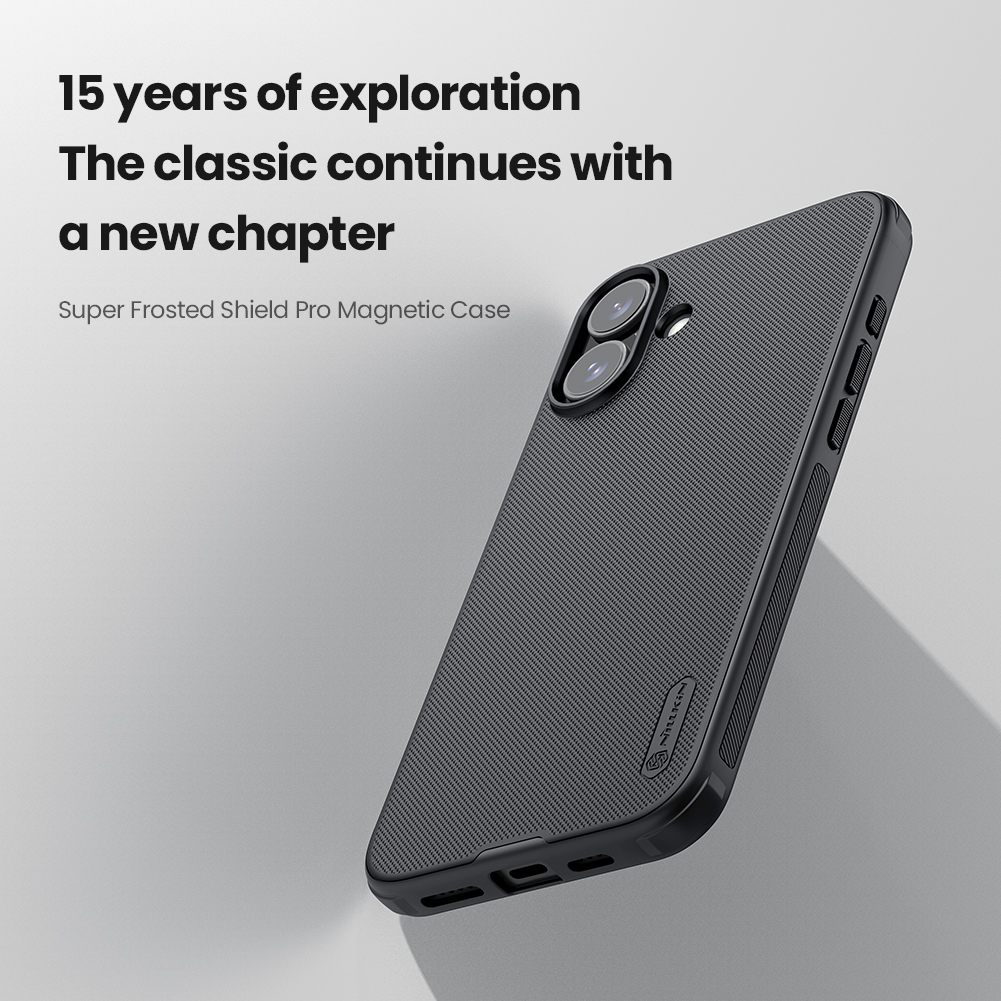 Apple iPhone 16 Nillkin Super frosted shield pro magsafe strapabíró hátlap tok (Fekete)