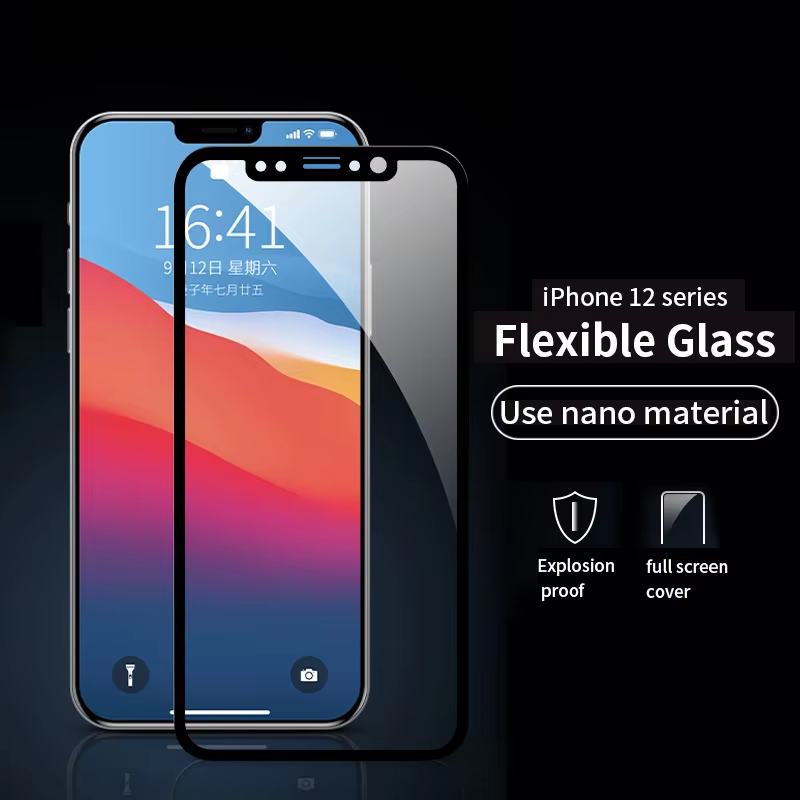 Apple iPhone 16 Plus 5D flexibilis hybrid üvegfólia (Átlátszó fekete peremmel)
