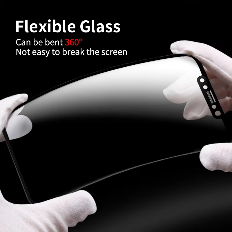 Apple iPhone 16 Plus 5D flexibilis hybrid üvegfólia (Átlátszó fekete peremmel)