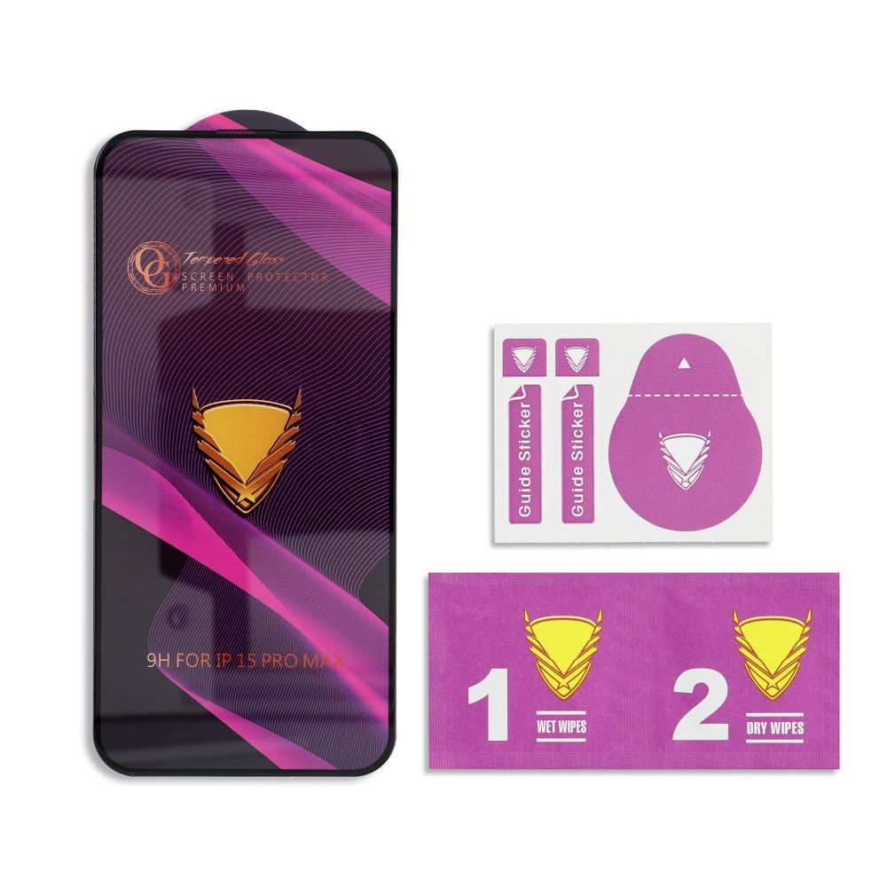 Apple iPhone 16 Pro / iPhone 17 / iPhone 18 OG Premium üvegefólia (Átlátszó - Fekete)