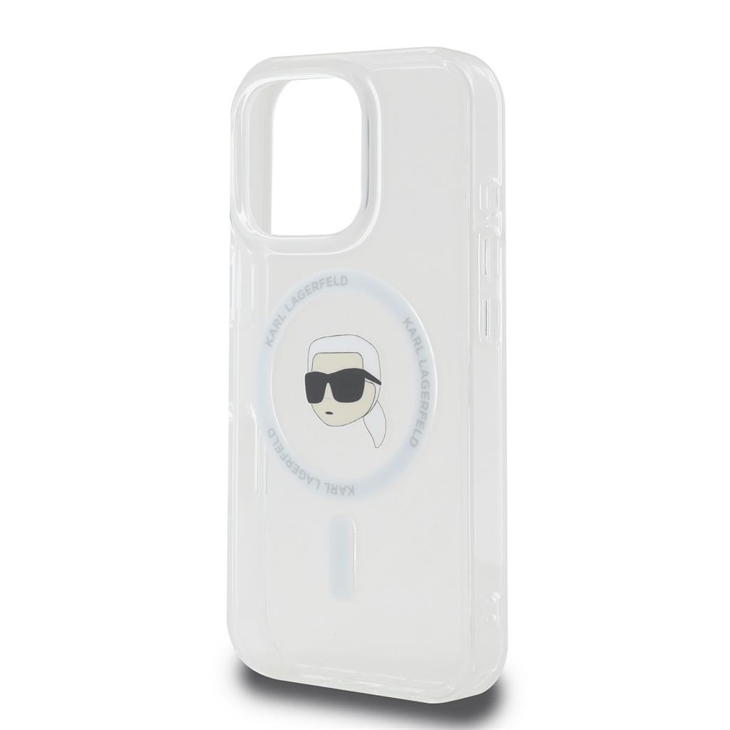 Apple iPhone 16 Pro Karl Lagerfeld IML Karl Head Metal Frame MagSafe tok (Átlátszó) - KLHMP16LHLSKIH