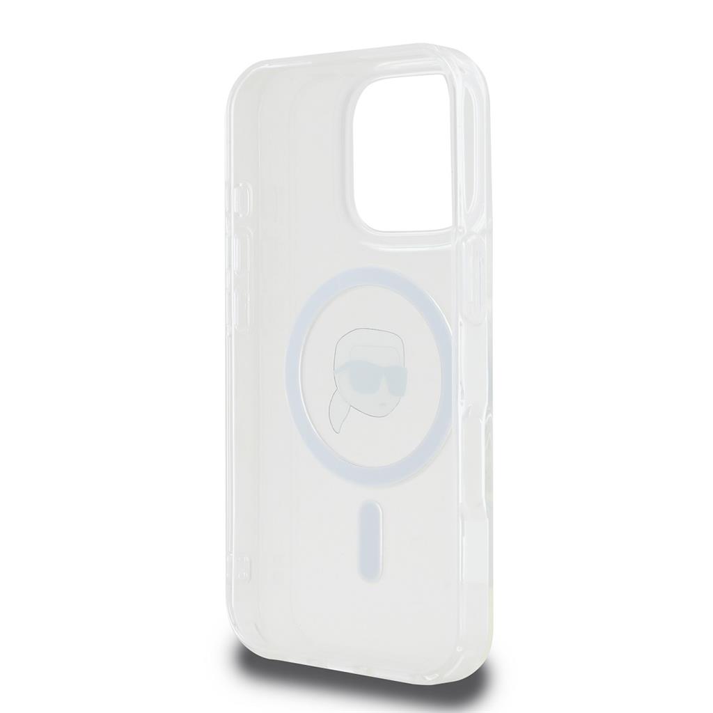 Apple iPhone 16 Pro Karl Lagerfeld IML Karl Head Metal Frame MagSafe tok (Átlátszó) - KLHMP16LHLSKIH