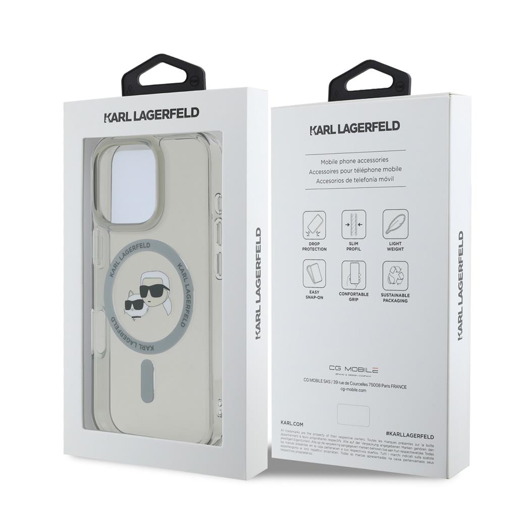 Apple iPhone 16 Pro Karl Lagerfeld IML K&CH Heads Metal Frame MagSafe tok (Fekete) - KLHMP16LHLSKCK