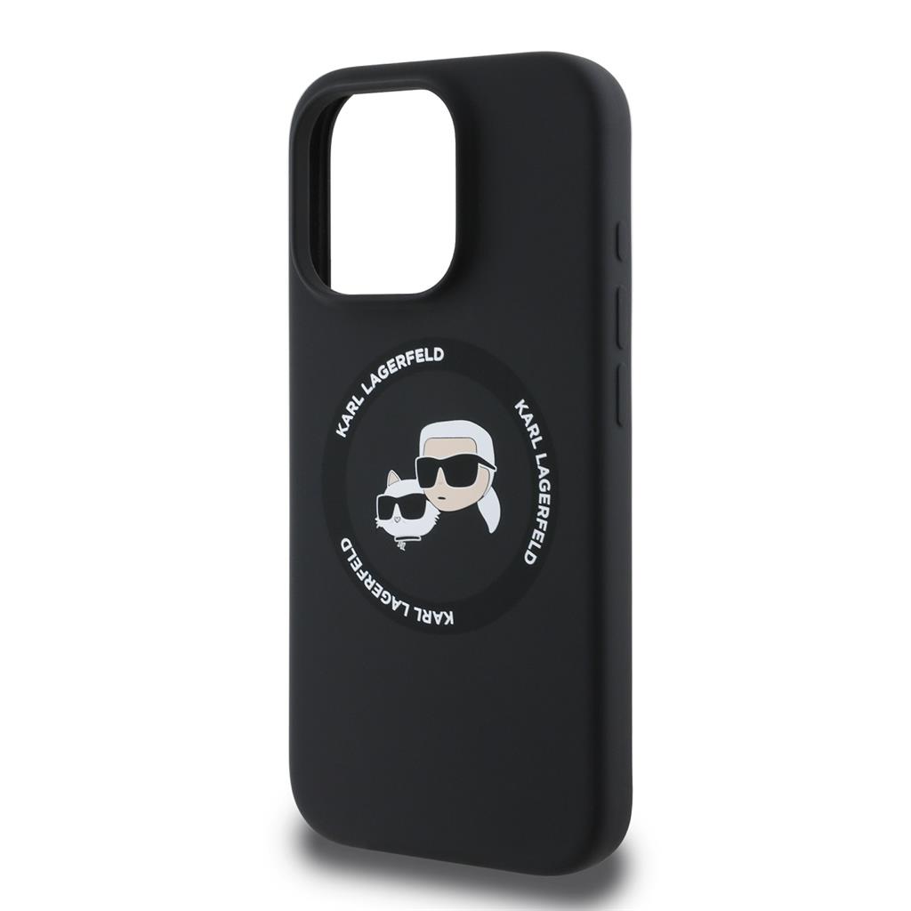 Apple iPhone 16 Pro Karl Lagerfeld Liquid Silicone K&CH Heads MagSafe tok (Fekete) – KLHMP16LSKCHTCK
