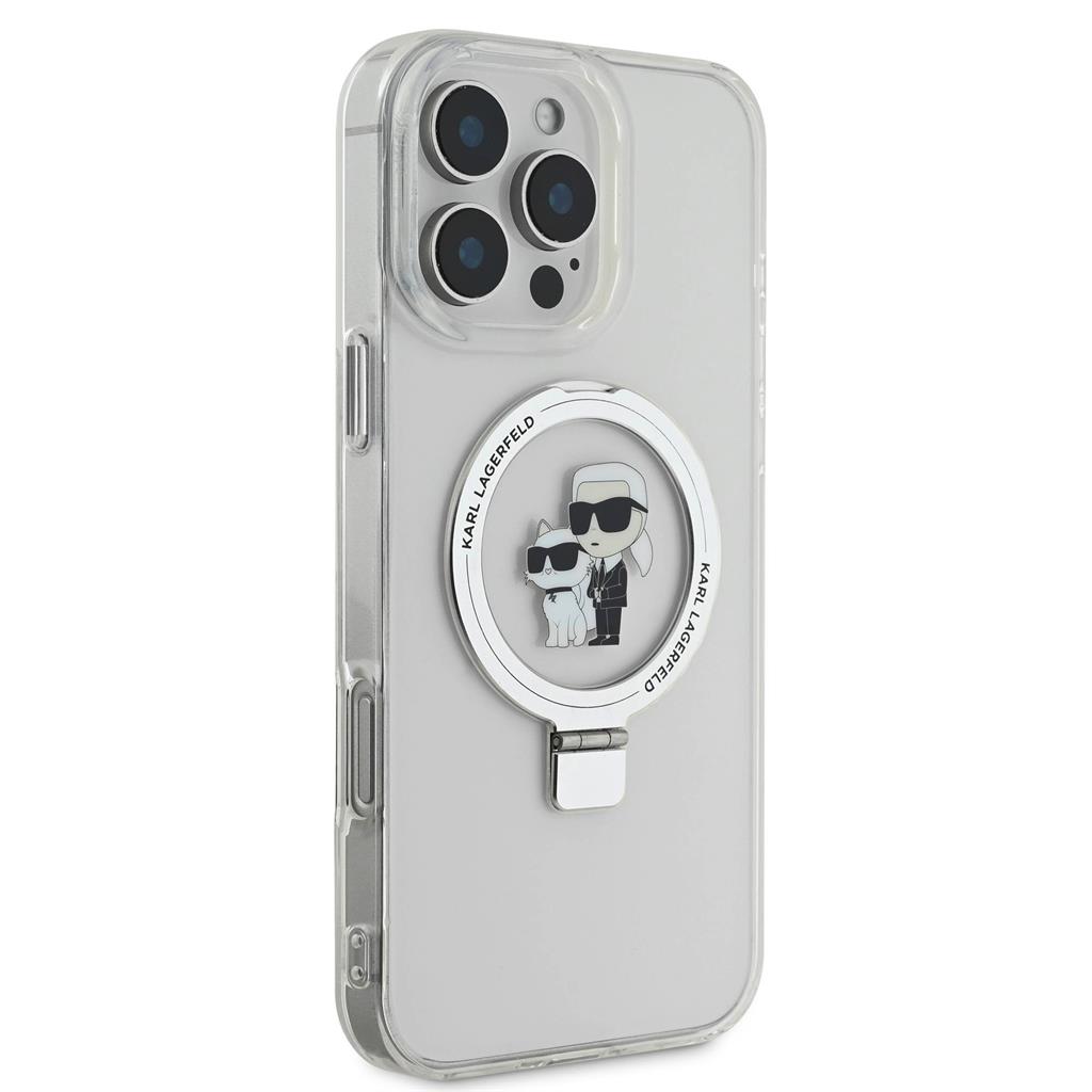 Apple iPhone 16 Pro Karl Lagerfeld Ringstand Karl and Choupette MagSafe tok (Fehér) - KLHMP16LHMRSKCH