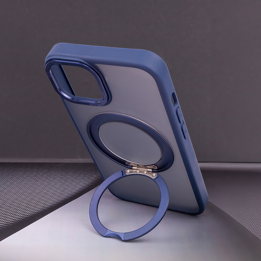 Apple iPhone 16 Pro Mag Ring forgatható Magsafe hátlap tok (Kék)
