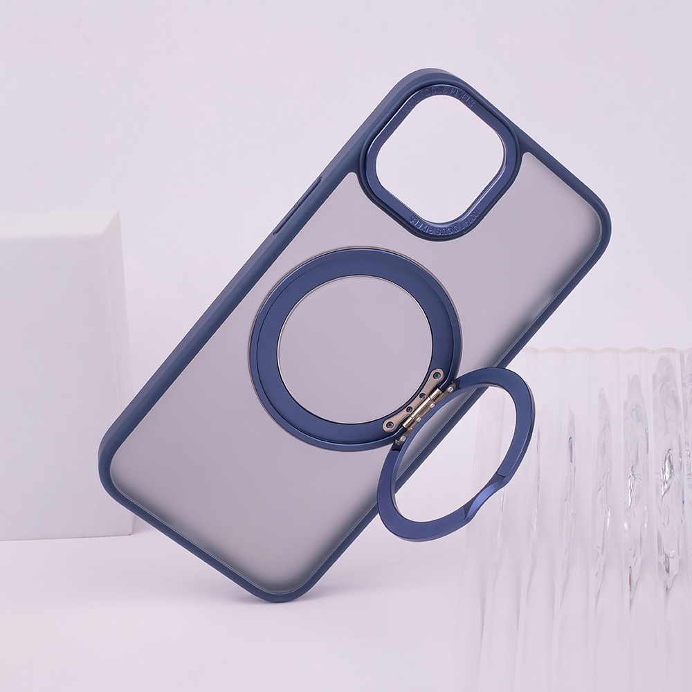 Apple iPhone 16 Pro Mag Ring forgatható Magsafe hátlap tok (Kék)