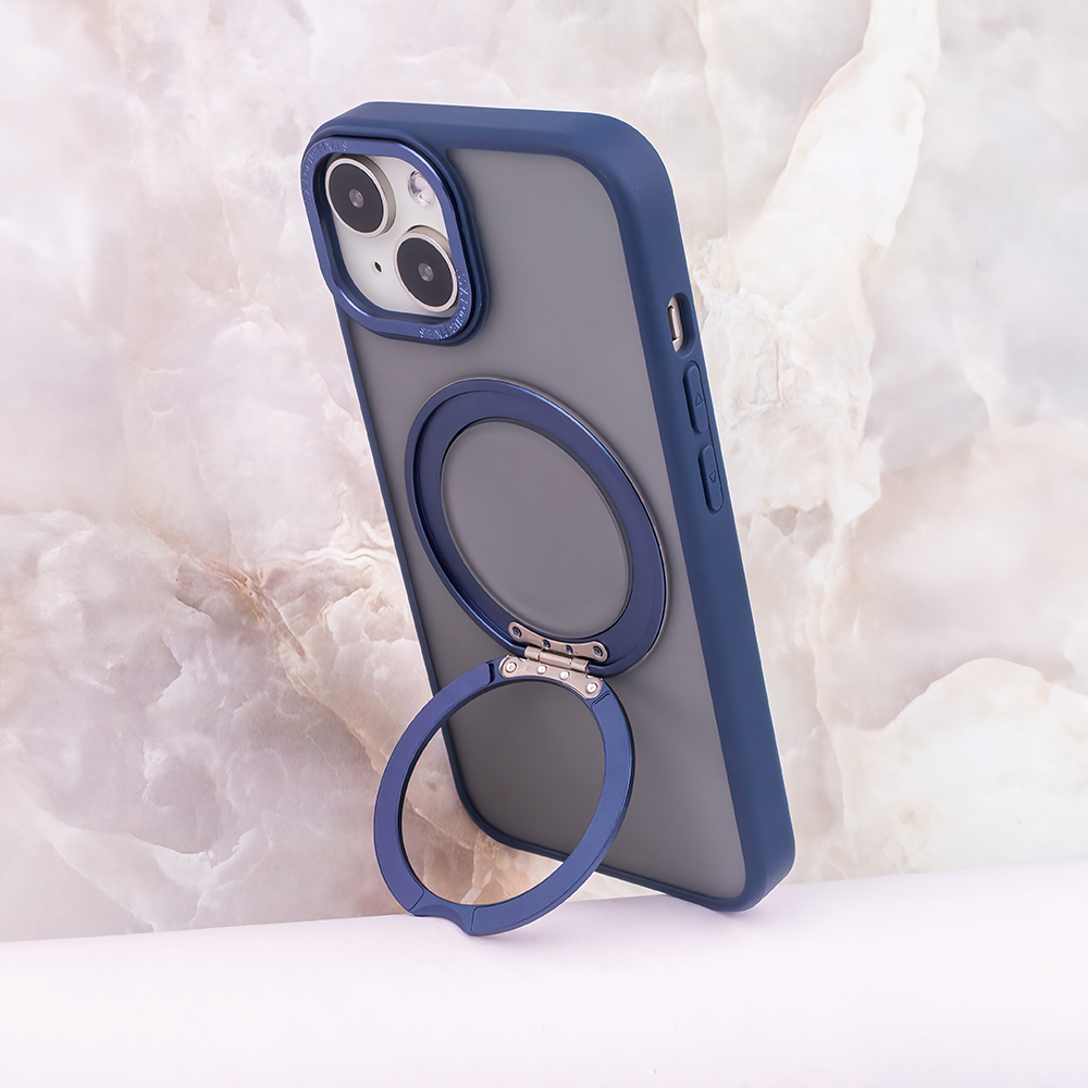 Apple iPhone 16 Pro Mag Ring forgatható Magsafe hátlap tok (Kék)