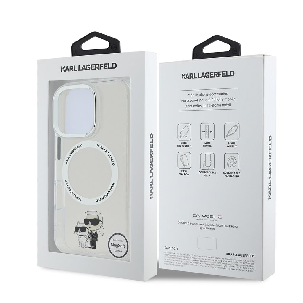 Apple iPhone 16 Pro Max Karl Lagerfeld IML Karl and Choupette MagSafe tok (Átlátszó) - KLHMP16XHNKCIT