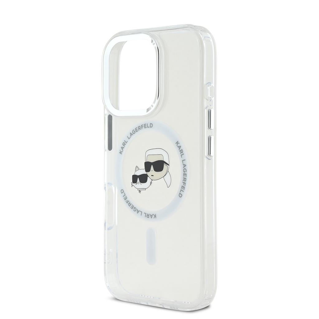 Apple iPhone 16 Pro Max Karl Lagerfeld IML K&CH Heads Metal Frame MagSafe tok (Átlátszó) - KLHMP16XHLSKCH