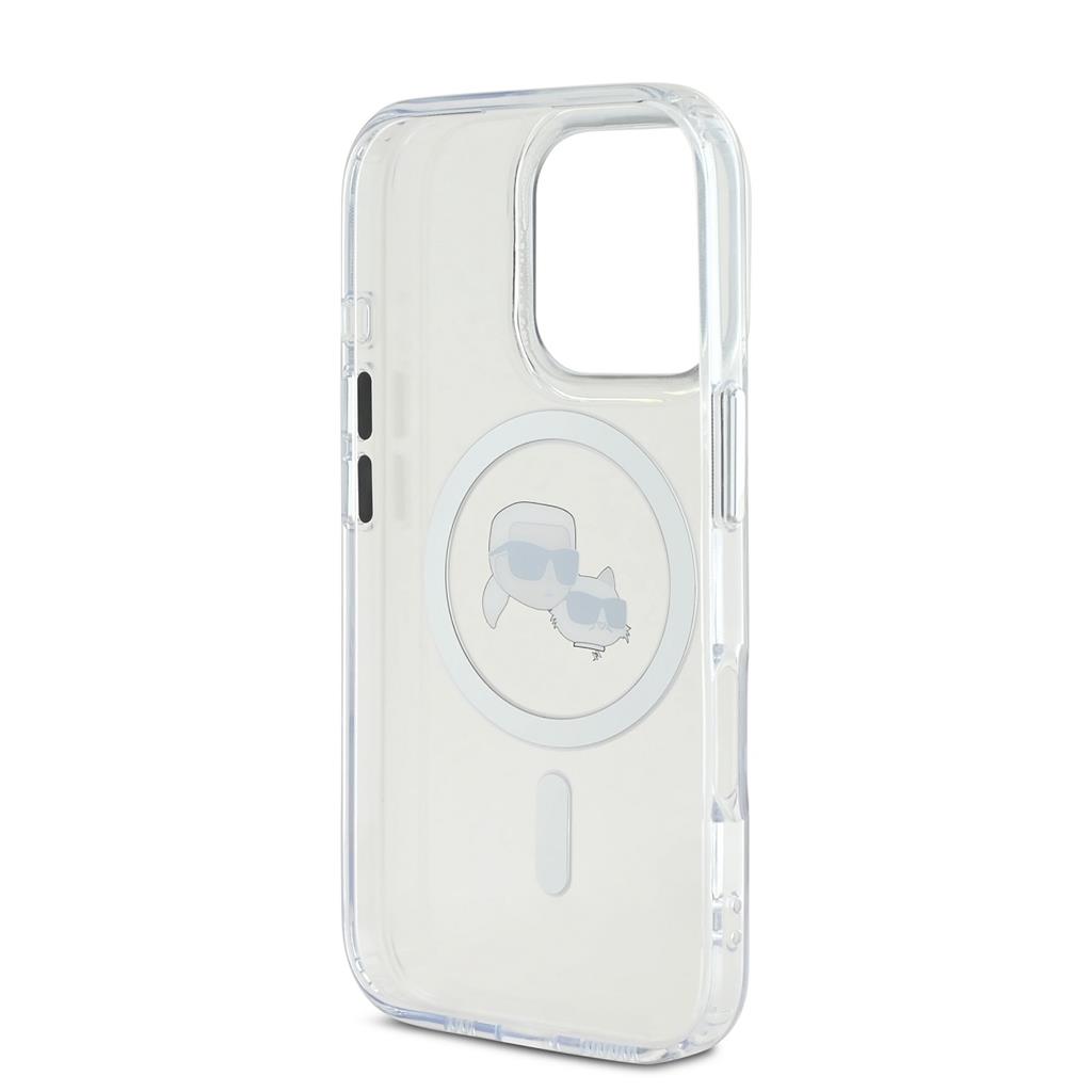 Apple iPhone 16 Pro Max Karl Lagerfeld IML K&CH Heads Metal Frame MagSafe tok (Átlátszó) - KLHMP16XHLSKCH